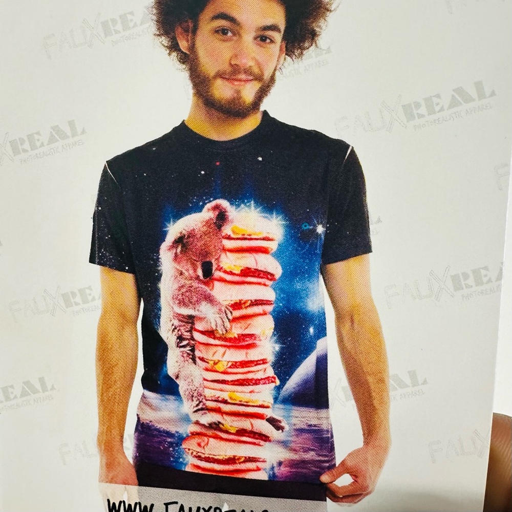 Faux Real Cheese burger Space novelty T Shirt size M